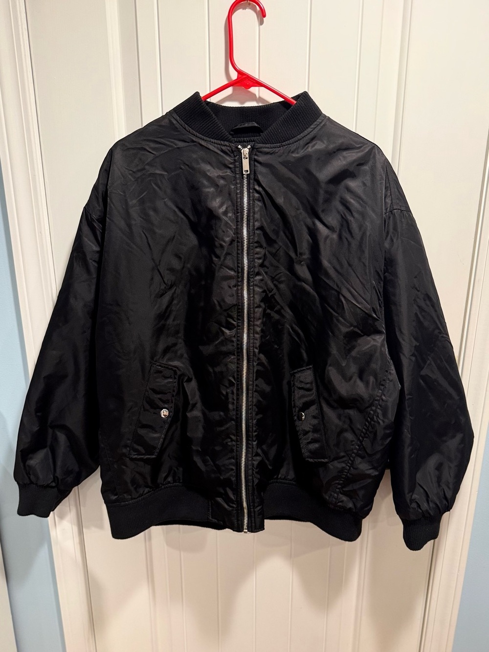 Forever 21 Black Bomber Jacket- Women's Sz M